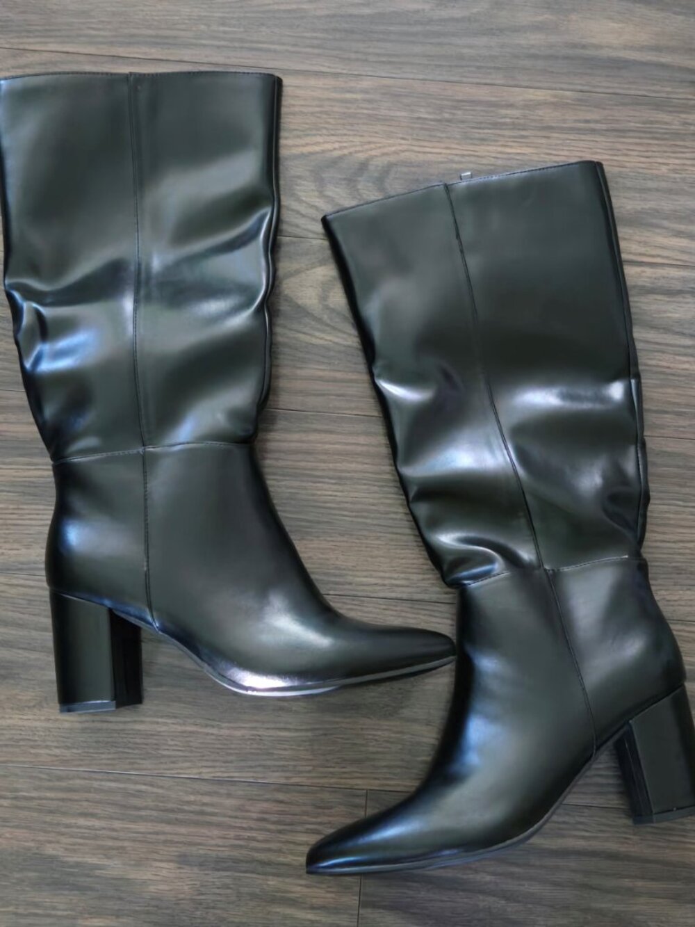 Classic Style Women's Black Polyurethane Chunky Heel Boots NWOT/SIZE 8.5
